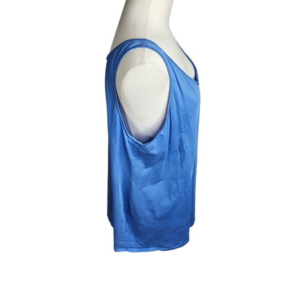 Eileen Fisher Woman Tank Top Plus Size 2X Blue Organic Cotton Sleeveless Stretch - Picture 4 of 12